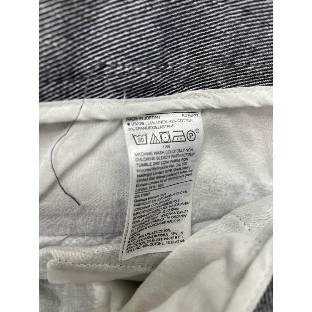 Banana Republic Womens Navy Linen Blend Wide Leg Crop Pants 8 Preppy Office